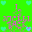 Green background with cyan hearts and pink Cyrillic text 'ЯПСЫ РАСК' repeated in four quadrants, each with a small pink 'I' above the text block.