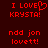 Red pixelated text on dark red background with heart symbol replacing 'O' in 'LOVE', two identical static frames side-by-side.