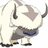 Pixelated character with white fur and gray markings stands beside green background displaying text "Appa is the koollest!!!" in bright green pixels.