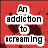 Red background with dark splotches and white text reading "An addiction to screaming vomiting and pig squealing may cause: Brain damage Compulsing & Nose bleed!".