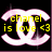 Pixelated icon with white Chanel logo on black background, yellow text 'chanel is love <3' overlaid in pixel font.