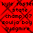 Red background with black pattern and repeated text in pixelated font across two identical sections