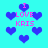 Pixelated cyan background with repeating blue heart shapes and pink text reading "I LOVE KRIS" in multiple positions.