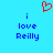 Red pixelated heart symbol above blue text reading 'i love Reilly' on a light blue background.