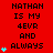 Red background with repeated black text 'NATHAN IS MY 4EVR AND ALWAYS' and cyan star icons in varying quantities per