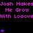 Pixelated text repeats across a black background with purple heart symbols scattered throughout.