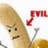 Pixelated banana character with angry expression holding a hammer, overlaid with yellow text on black backgrounds.