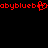 Red pixelated text 'babyblueberry' on black background with a central heart symbol replacing the letter 'o'.