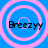 Four identical circular icons with pink concentric rings on a blue background, each containing the text 'Breezyy' in black pixelated font.