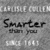 Gray background with repeated text elements including 'Smarter than you' and 'since 1983', featuring a pixelated, low-resolution style.