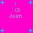 Pixelated pink background with cyan stars and repeated 'i <3 Josh' text in white pixel font, animated star movement.