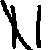 Black pixelated text on gray background with four distinct letterforms arranged in two