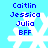 Pixelated blue text lists names over white snowflakes on a light blue background, with two identical vertical of text and snowflakes