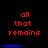 Red pixelated text "all that remains" on black background with blue horizontal bar, two identical static frames showing no motion.