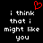 Black background with white pixelated text reading "i think that i might like you" and a red heart symbol above the left side of the text.