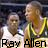 Two pixelated figures in athletic wear with 'Ray Allen' text at the bottom; one figure wears a white jersey, the other yellow-green.
