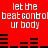 Red background with white pixelated text repeating 'let the beat control ur body' and black audio equalizer bars in two
