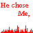 Red and gray text with red audio waveforms on white background, transitioning from 'He chose Me,' to 'So get over it' with heart symbols.