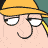 Animated contact sheet of a cartoon character from Family Guy with repeated facial expressions and text about not liking to be touched, displayed on a teal background with blue logo elements.