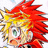 Pixelated anime-style character with spiky red and yellow hair, green eyes, and a surprised expression next to blue text reading FOR NARNIA!