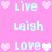 Pixelated text and heart symbols on a pink background with light blue lettering.