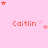 Pink background with repeated 'Caitlin' text and scattered red and pink stars in a