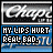 A contact sheet of 25 animated frames showing a static text-based buddy icon with repeated phrases and brand elements.