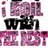 A four- of pixelated text-based icons with pink, black, and white color schemes on solid backgrounds