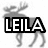 Gray moose silhouette with antlers in walking pose, one version overlaid with black-and-white text "LEILA" in bold block letters.