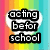 Rainbow striped background with white heart shapes and black text blocks reading 'acting befor school', 'pugs befor smart dogs', and 'and friends befor love' in pixelated font.