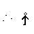 Pixelated figure performs sequential actions: standing, kicking, turning, and emitting particle effects with 'Crap' speech bubbles.