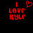 Red pixelated text 'I LOVE KYLE' on black background with a heart symbol above the word 'LOVE', displayed in two side-by-side frames showing animation progression.