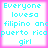 Four identical pixelated display cyan text on white backgrounds with pink borders, each reading 'Everyone lovesa filipino anc puerto ricapuerto rico girl' in a retro digital style