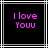 Two identical pixelated text displays on black backgrounds with white and gray borders, each showing "I love Youu" in bright pink letters