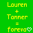 Green background with yellow text 'Lauren + Tanner = forever' and varying heart symbols across three