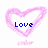 A static image of a pink heart outline with blue text inside reading "Love Is Life" and faint pink script below.
