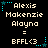 Pixelated text and star decorations on a black background with animated blue star elements shifting position.