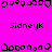Pixelated icon with bright pink background, black text "SidneyK" repeated three times in , and pixel-art border elements