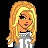 Pixel art character with long blonde hair, green eyes, gray and white top, blue pants, and pink text reading JACKY RAE on black background.