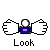 Pixelated icon shows a figure with white hands holding a crystal ball, blue torso, and orange chest detail against gray background.