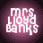 Pixelated text 'mrs lloyd banks' in white block letters on a purple gradient background with subtle animation.
