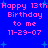 Blue background with pink pixelated text reading 'Happy 13th Birthday to me 11-29-07' repeated twice, surrounded by light blue star shapes.