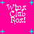 Pixelated text 'Wps Club Rozi!' in white on bright pink background with cyan plus signs scattered across.