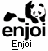 Pixelated black-and-white icon shows a panda silhouette with raised arms above the text "enjoi" in lowercase and "Enjoi" in uppercase.