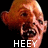 Pixelated orange-skinned character with exaggerated facial features appears in four with text overlays