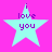 Four identical cyan stars on a bright pink background, each containing purple text reading "i love you" in a pixelated font.