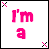 A 3x2 contact sheet of six animated frames from a pixelated AIM buddy icon featuring pink and black text on white backgrounds with small X symbols at corners.