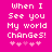 Pixelated text on bright pink background with white hearts below, showing two identical static frames side-by-side.
