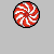 Pixel art animation of red-and-white peppermint swirls transforming into two figures in red shirts, then a band with instruments.