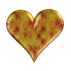 heart-shaped icons with a textured, marbled pattern in brown and green hues on a gray background